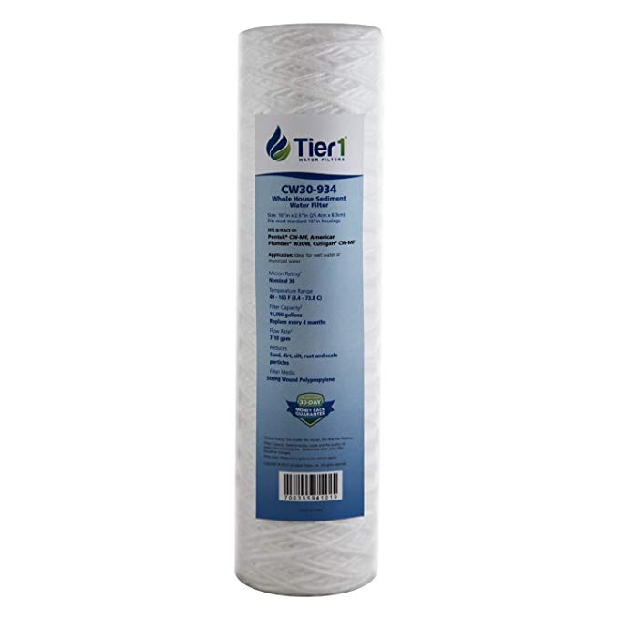 Tier1 CW-MF 30 Micron 10 x 2.5 String Wound Sediment Pentek Comparable Replacement Water Filter 25 Pack