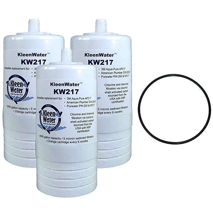 KleenWater AP217 Aqua-Pure Compatible Filter (3), Aqua-Pure AP200 Water Filter System Replacement O-ring (1)