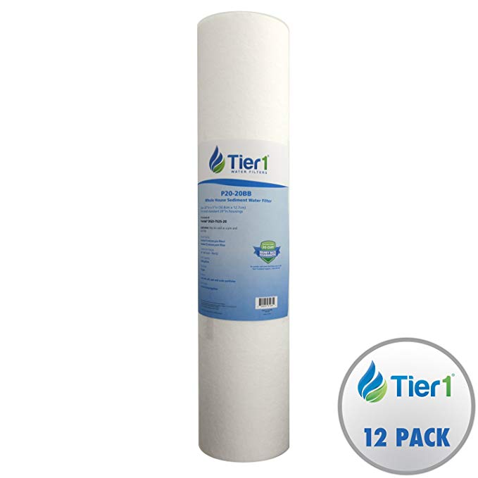 Tier1 DGD-7525-20 20 Micron 20 x 4.5 Spun Wound Polypropylene Sediment Pentek Replacement Water Filter 12 Pack