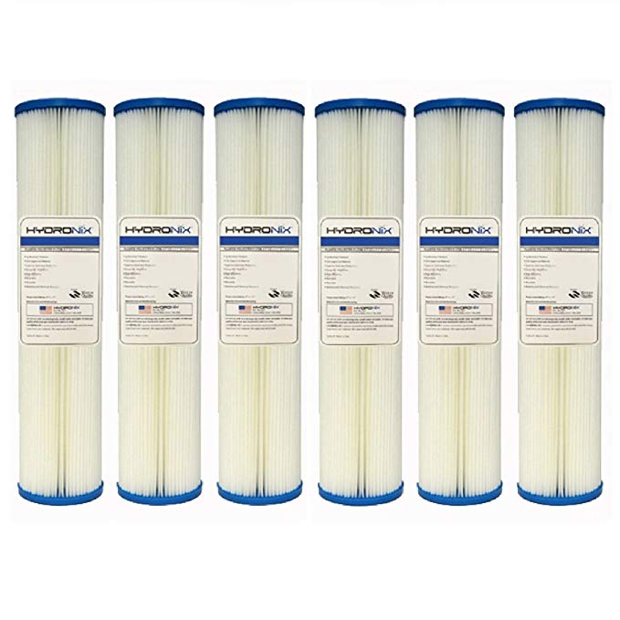 Hydronix SPC-45-2050 50 Micron 20 Inch Whole House Sediment Water Filter 6 Pack