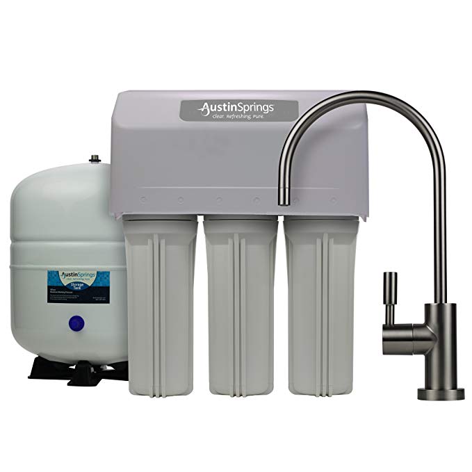 Austin Springs 5-Stage Reverse Osmosis Drinking Water Filter System with Brushed Nickel Faucet, 75 GPD