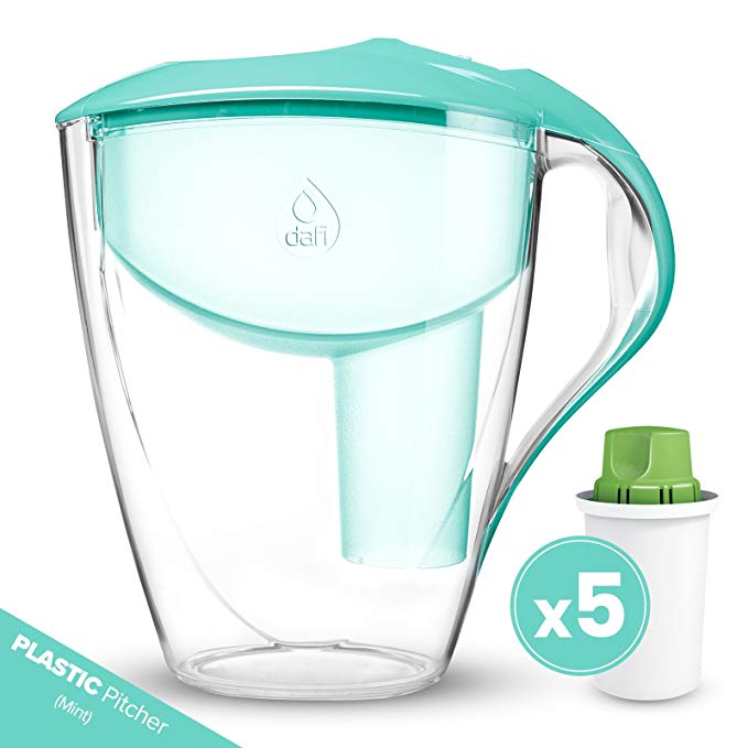 Dafi Alkaline UP Cartridge (5-pack) + Astra Water Pitcher FREE (Mint) - Innovative Alkaline Water System - Get water with high pH of 9.5 and negative OR potential in BPA free Dafi Astra pitcher