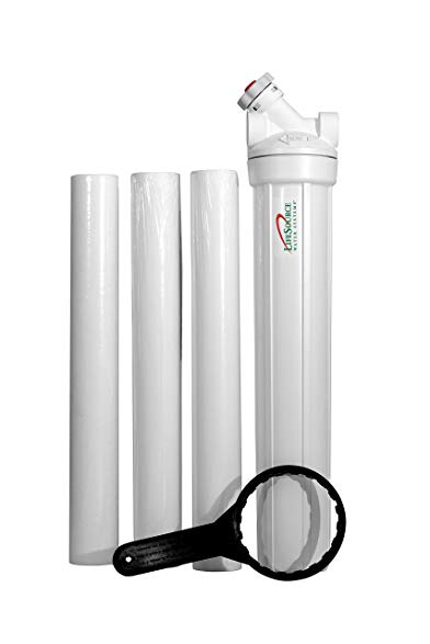 Pre-Sediment 1” Filter System with Built in Bypass to Clean your Water (White, 3 cartridges)