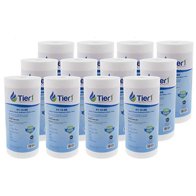 Tier1 DGD-2501 1 Micron 10 x 4.5 Spun Wound Polypropylene Sediment Pentek Comparable Replacement Water Filter 12 Pack