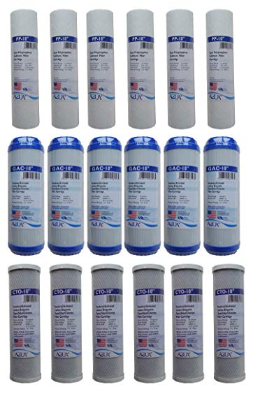 3 Years Supply (18 pcs) Universal Reverse Osmosis RO Replacement Set of 3 Filters: Sediment, GAC, CTO Carbon Block