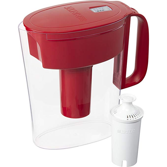 Brita Small 5 Cup Water Filter Pitcher with 1 Standard Filter, BPA Free – Metro, Red