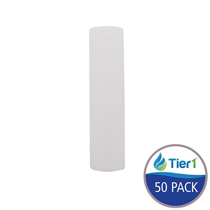 Tier1 P10-10 10 Micron 10 x 2.5 Spun Wound Polypropylene Sediment Pentek Comparable Replacement Water Filter 50 Pack