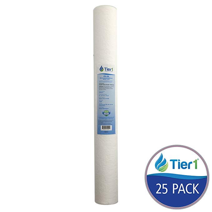 Tier1 P5-20 5 Micron 20 x 2.5 Spun Wound Polypropylene Sediment Pentek Comparable Replacement Water Filter 25 Pack