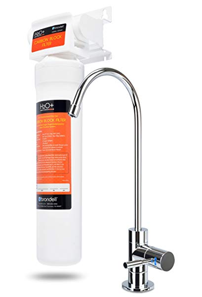 Brondell UC100 H2O+ Coral Single-Stage Under counter Water Filtration System with Over 99% Lead Reduction, Chrome