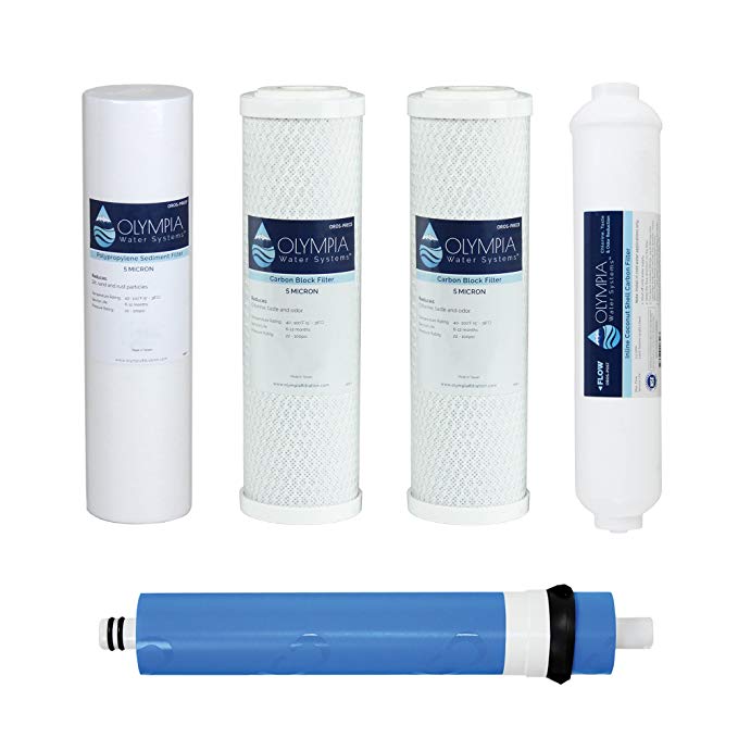 Olympia Water Systems 50GPD 5-Stage Complete Replacement Filter Set For Reverse Osmosis System