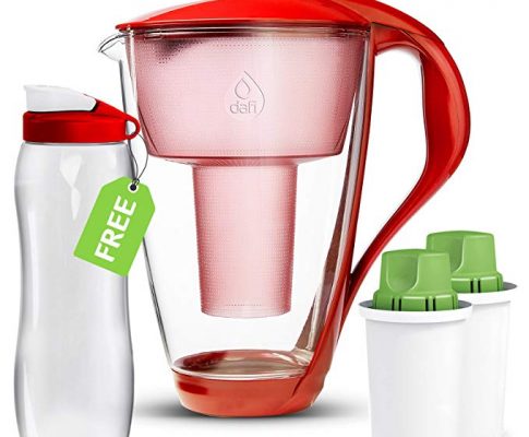 Dafi Alkaline UP Crystal Pitcher 8 Cups – Buy Unique Glass Alkaline Water Pitcher and Get Free Sport Bottle for Fast and Best Hydration! (Red) Review