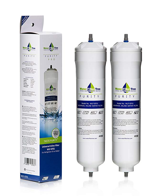 Waterfilter Tree WLF-EF01 Alternative Inline Filter for Certain Refrigerator, Ice Maker and Under Sink - 2 pack