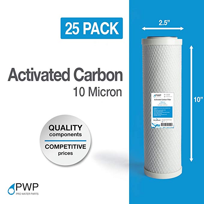 25) 2.5 x 10 Inch Activated Carbon Whole House RO Water Pre Filter CTO 10 Micron