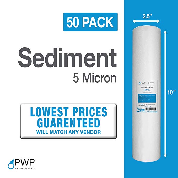 50 Pack PWP 5 Micron 10 X 2.5 Sediment Water Filter Cartridges