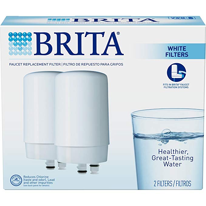 Brita On Tap Basic Water Faucet Filtration System Filter, White, 2 pack