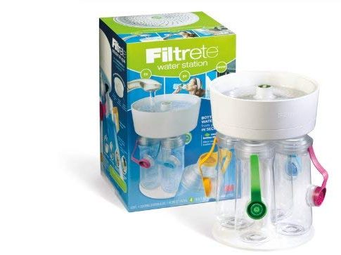 Filtrete 4-Bottle Water Station with Multicolored Bottle Tops, White Review