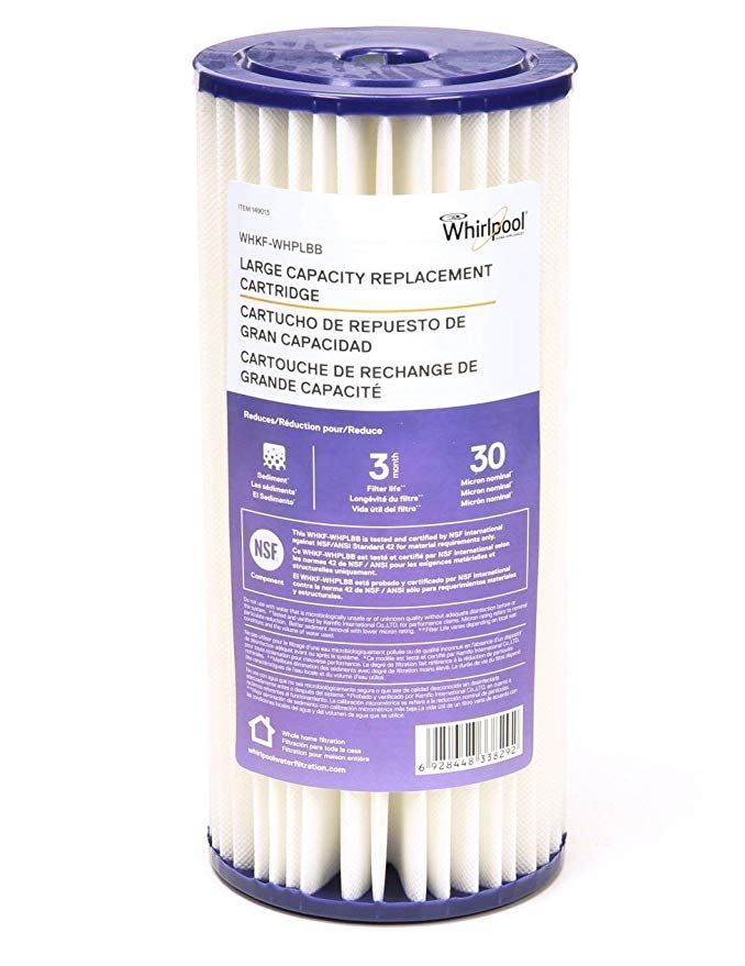 Whirlpool WHKF-WHPLBB Large Capacity 30 Micron Pleated Whole House Filter Cartridge