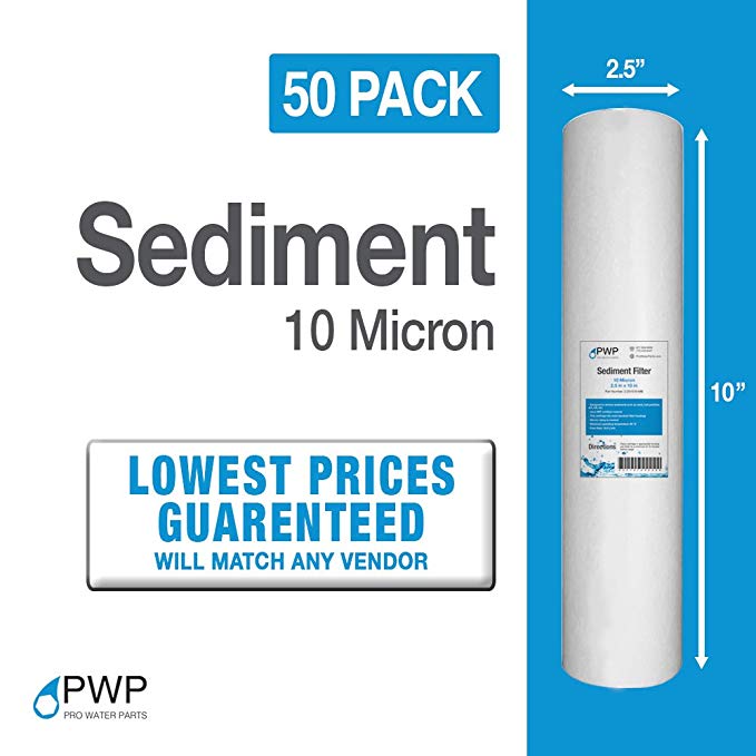 50 Pack PWP 10 Micron 10 X 2.5 Sediment Water Filter Cartridges