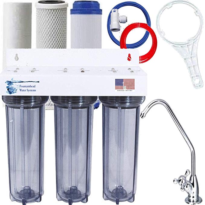 UNDER SINK FILTER SYSTEM CLEAR 3 STAGE SEDIMENT/GAC/CARBON BLOCK FAUCET CHOICE